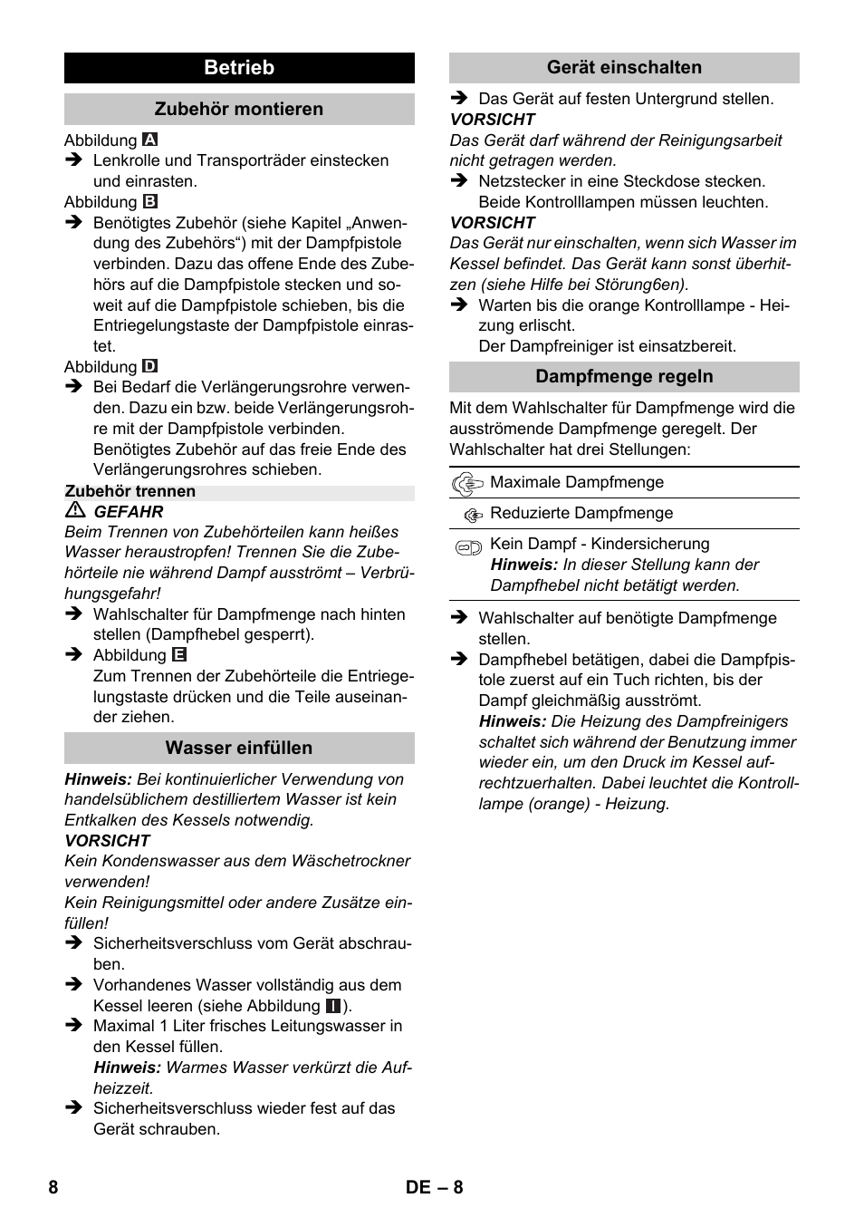 Karcher SC 1-020 User Manual | Page 8 / 210