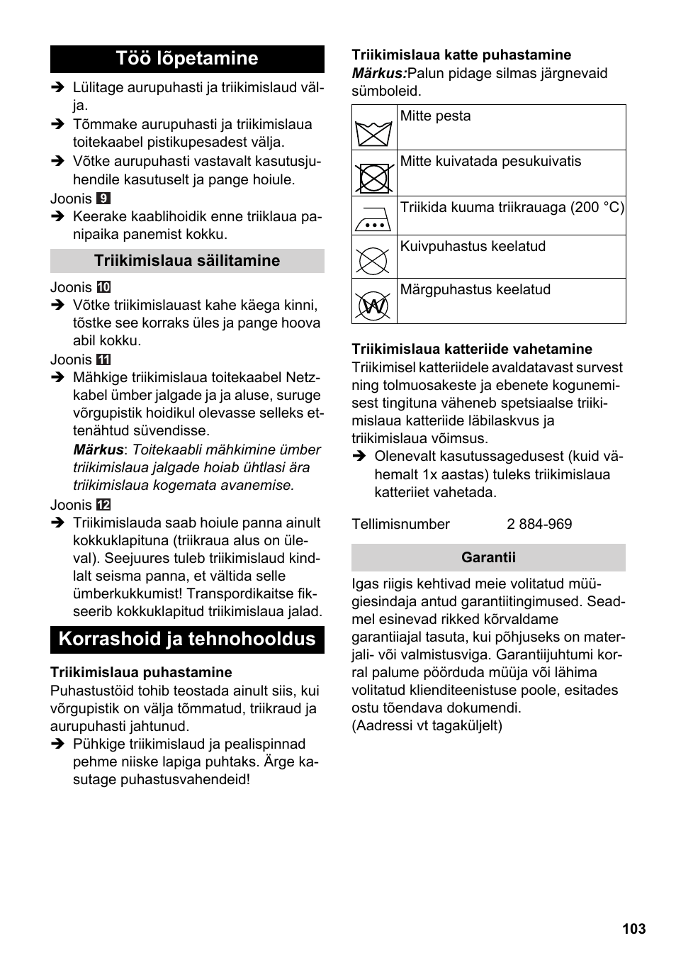 Töö lõpetamine, Korrashoid ja tehnohooldus | Karcher Stirerie SI 2-600 CB User Manual | Page 103 / 120