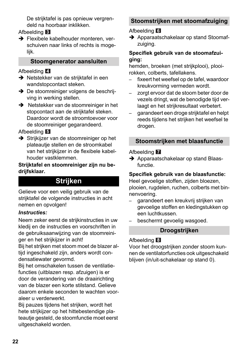 Strijken | Karcher Stirerie SI 2-600 CB User Manual | Page 22 / 120