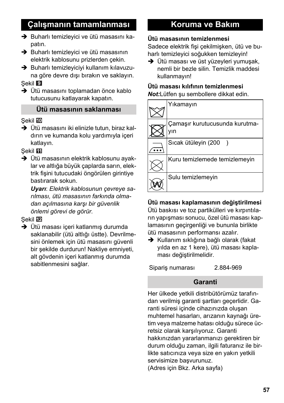 Çalışmanın tamamlanması, Koruma ve bakım | Karcher Stirerie SI 2-600 CB User Manual | Page 57 / 120