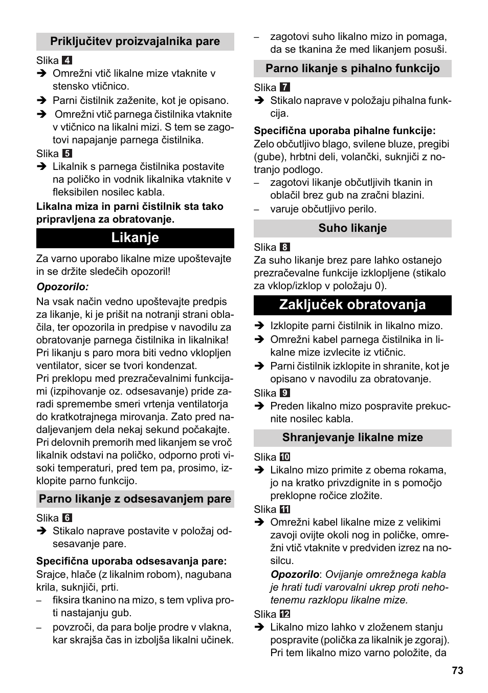 Likanje, Zaključek obratovanja | Karcher Stirerie SI 2-600 CB User Manual | Page 73 / 120