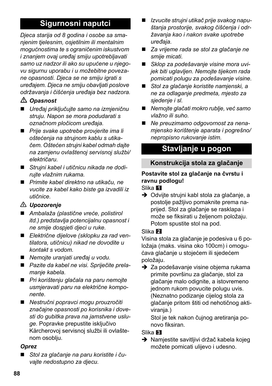 Sigurnosni naputci stavljanje u pogon | Karcher Stirerie SI 2-600 CB User Manual | Page 88 / 120