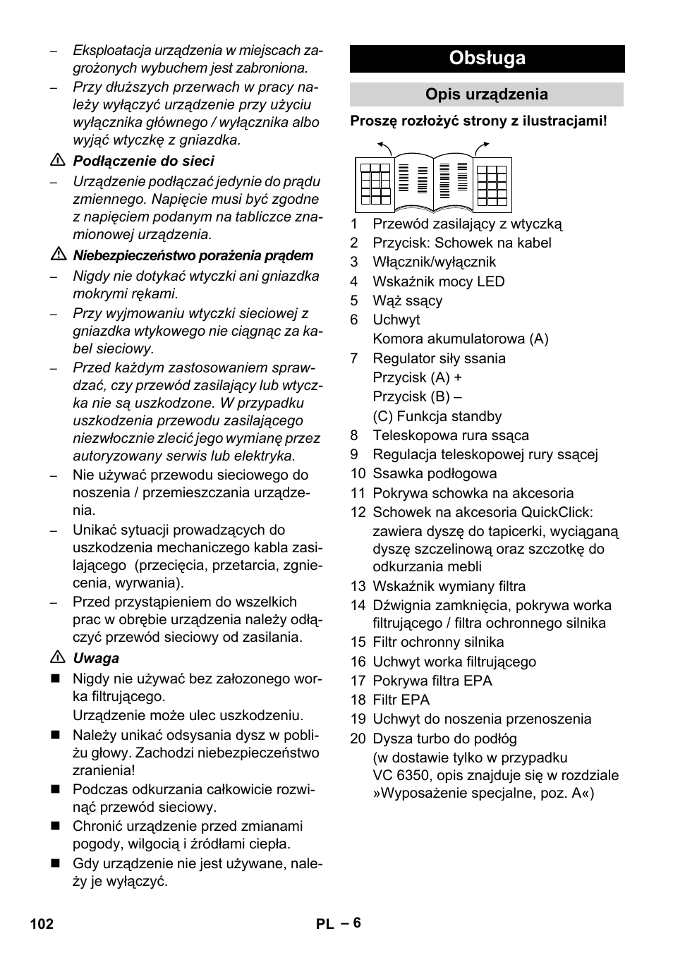 Obsługa | Karcher VC 6300 User Manual | Page 102 / 188