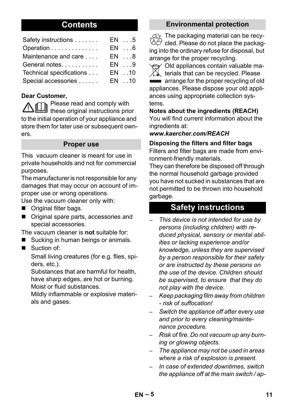 Karcher VC 6300 User Manual | Page 11 / 188