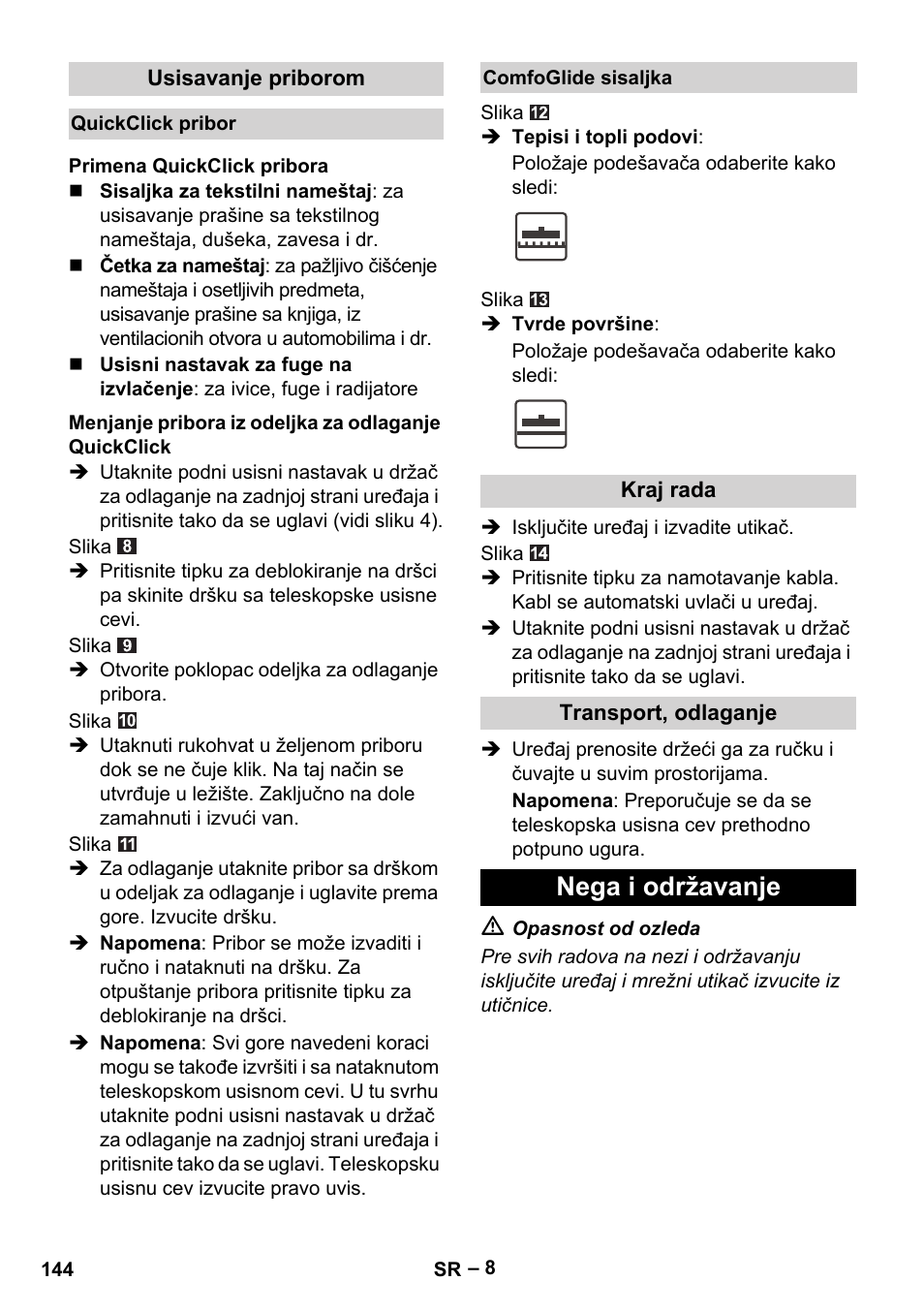 Nega i održavanje | Karcher VC 6300 User Manual | Page 144 / 188