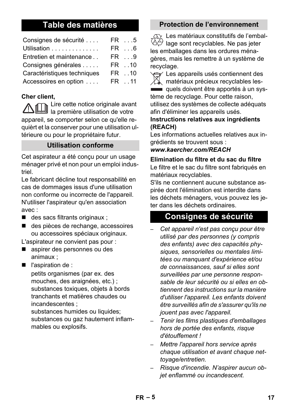 Karcher VC 6300 User Manual | Page 17 / 188