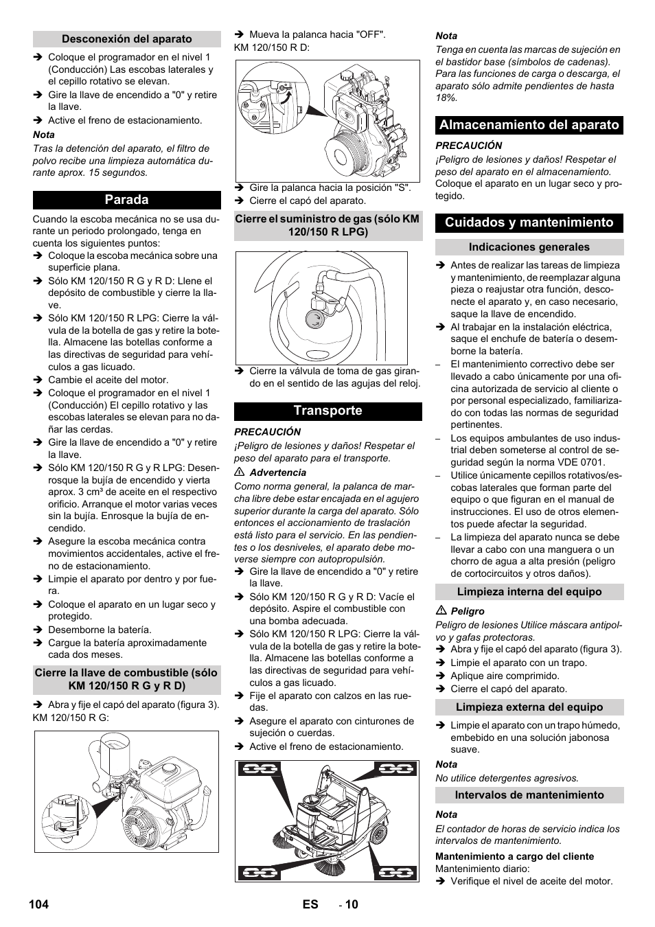 Parada | Karcher KM 120-150 R D User Manual | Page 104 / 300