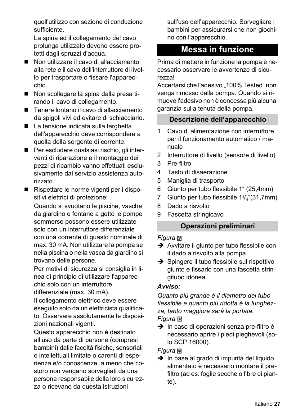 Messa in funzione | Karcher SCP 16000 IQ Level Sensor User Manual | Page 27 / 62