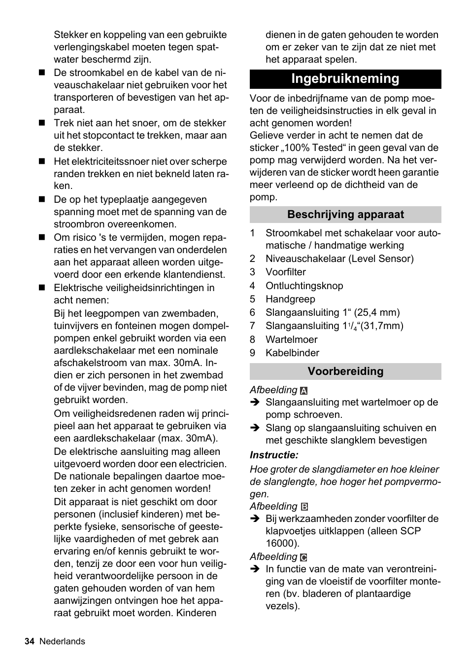 Ingebruikneming | Karcher SCP 16000 IQ Level Sensor User Manual | Page 34 / 62
