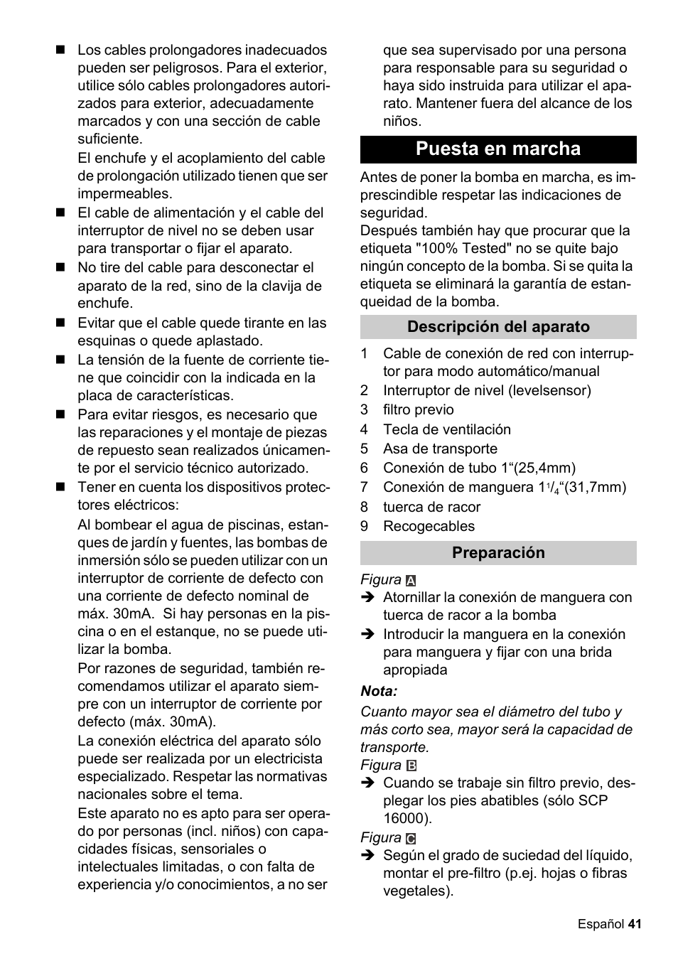 Puesta en marcha | Karcher SCP 16000 IQ Level Sensor User Manual | Page 41 / 62