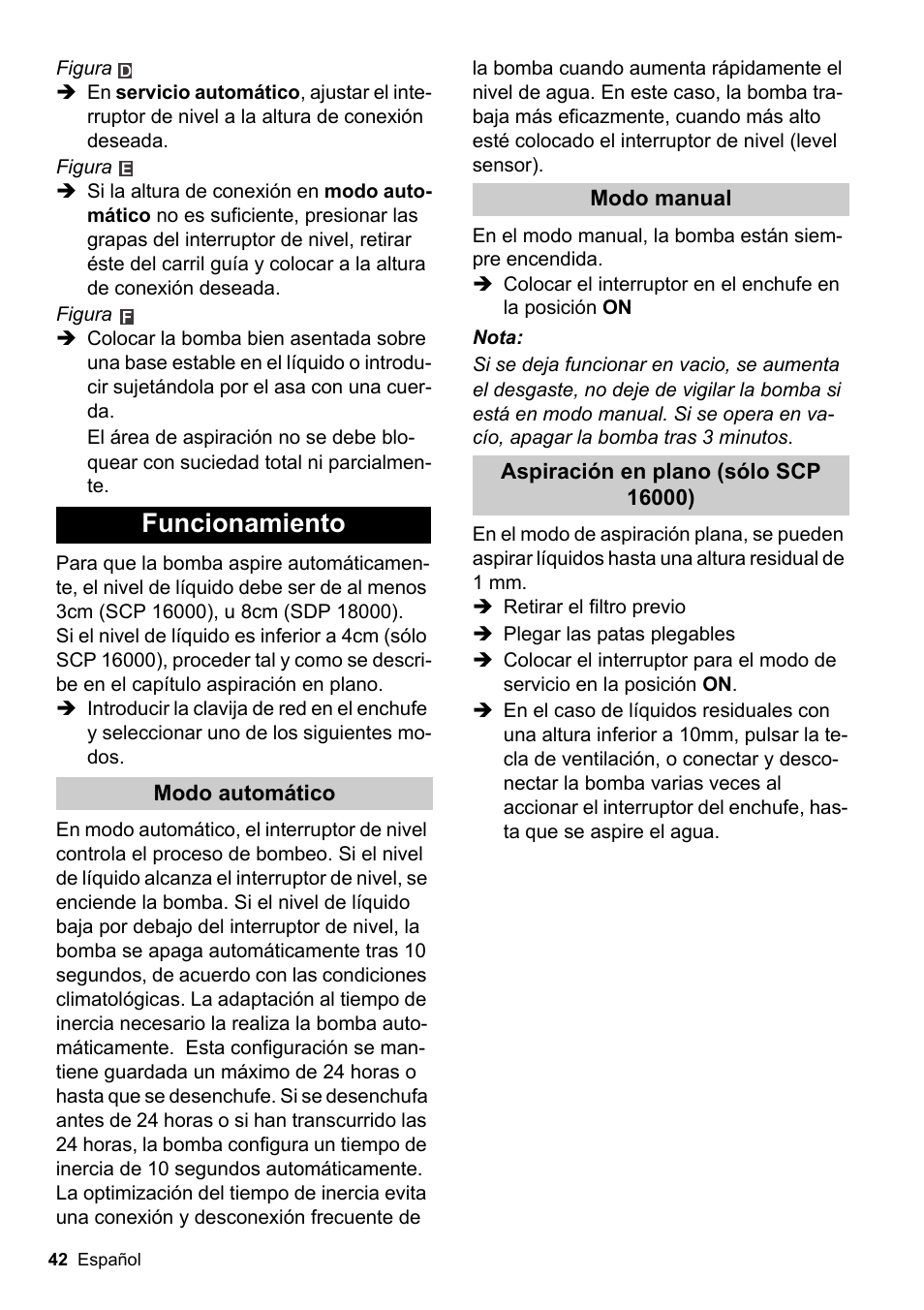 Funcionamiento | Karcher SCP 16000 IQ Level Sensor User Manual | Page 42 / 62