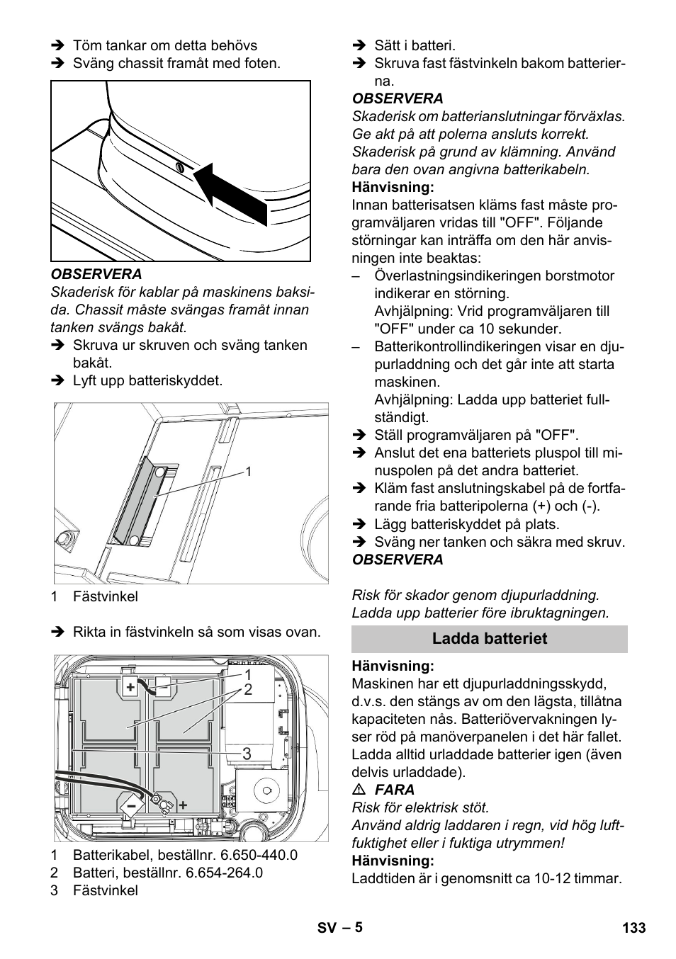 Ladda batteriet | Karcher BD 40-25 C Bp Pack User Manual | Page 133 / 380