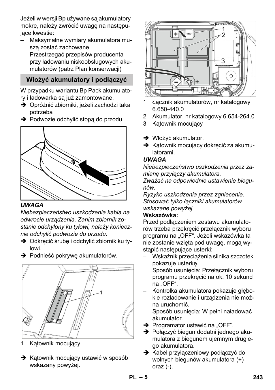 Włożyć akumulatory i podłączyć | Karcher BD 40-25 C Bp Pack User Manual | Page 243 / 380