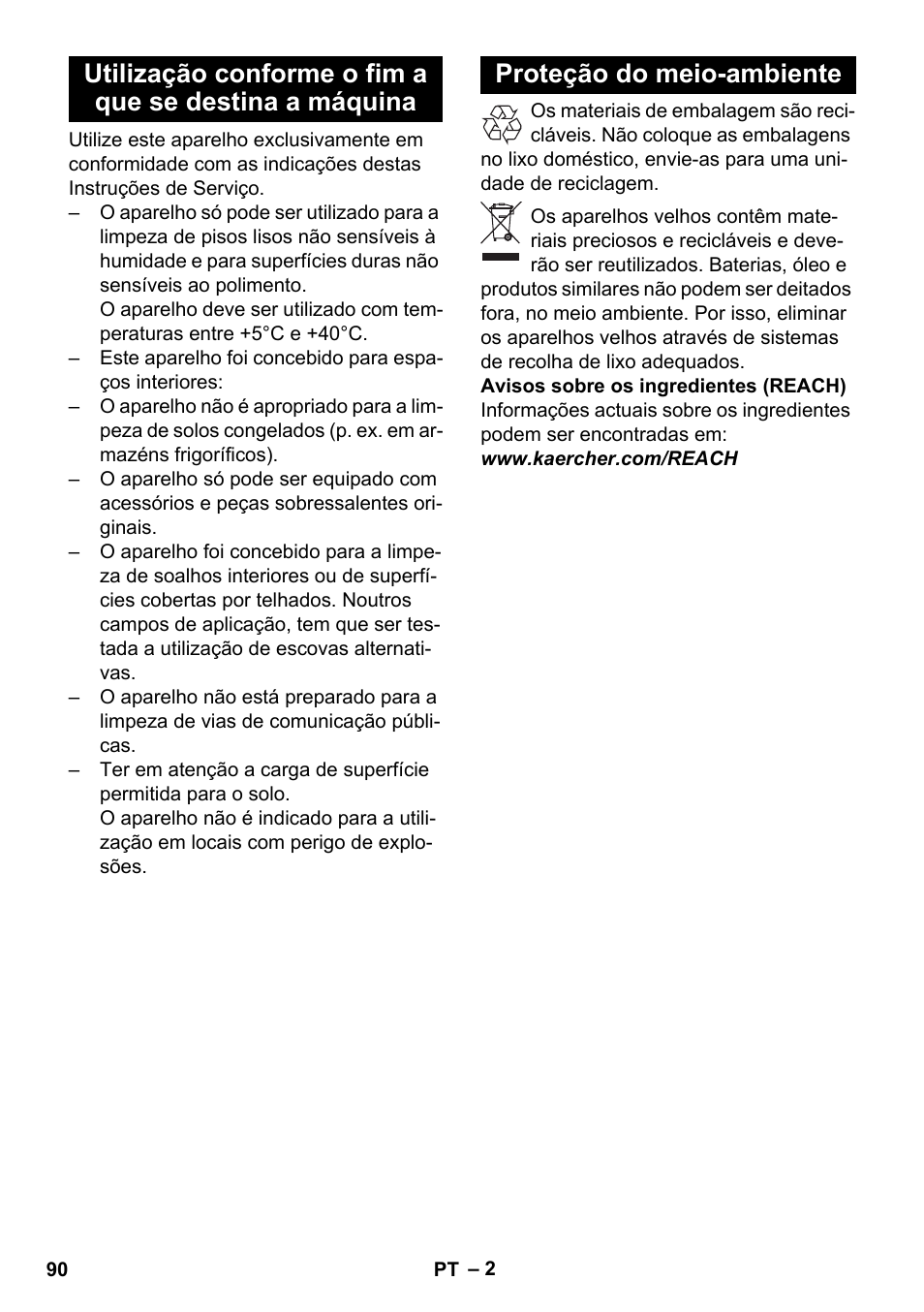 Proteção do meio-ambiente | Karcher BD 40-25 C Bp Pack User Manual | Page 90 / 380