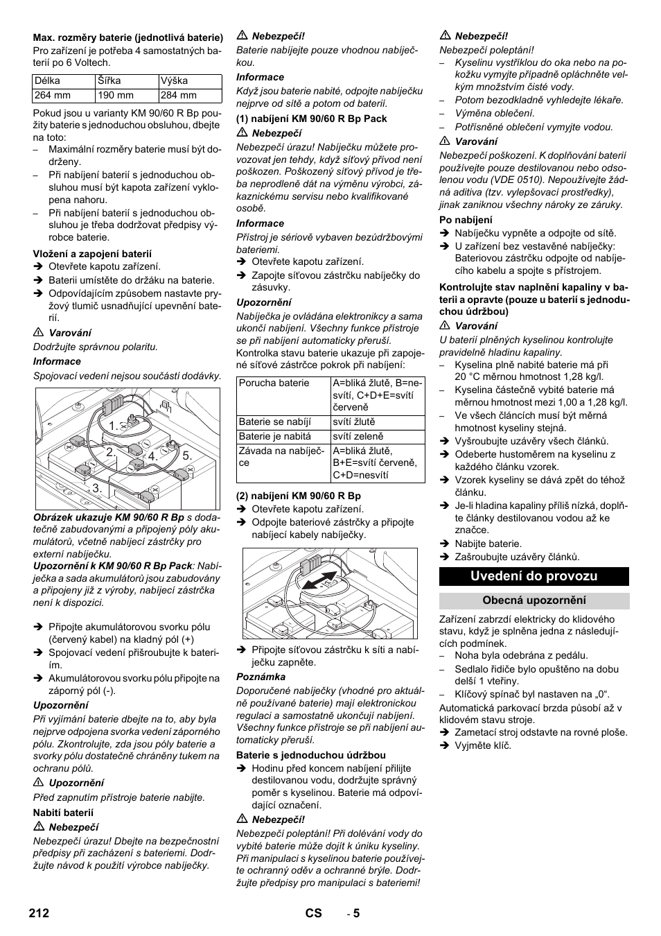 Uvedení do provozu | Karcher KM 90-60 R Bp Pack Advanced User Manual | Page 212 / 376