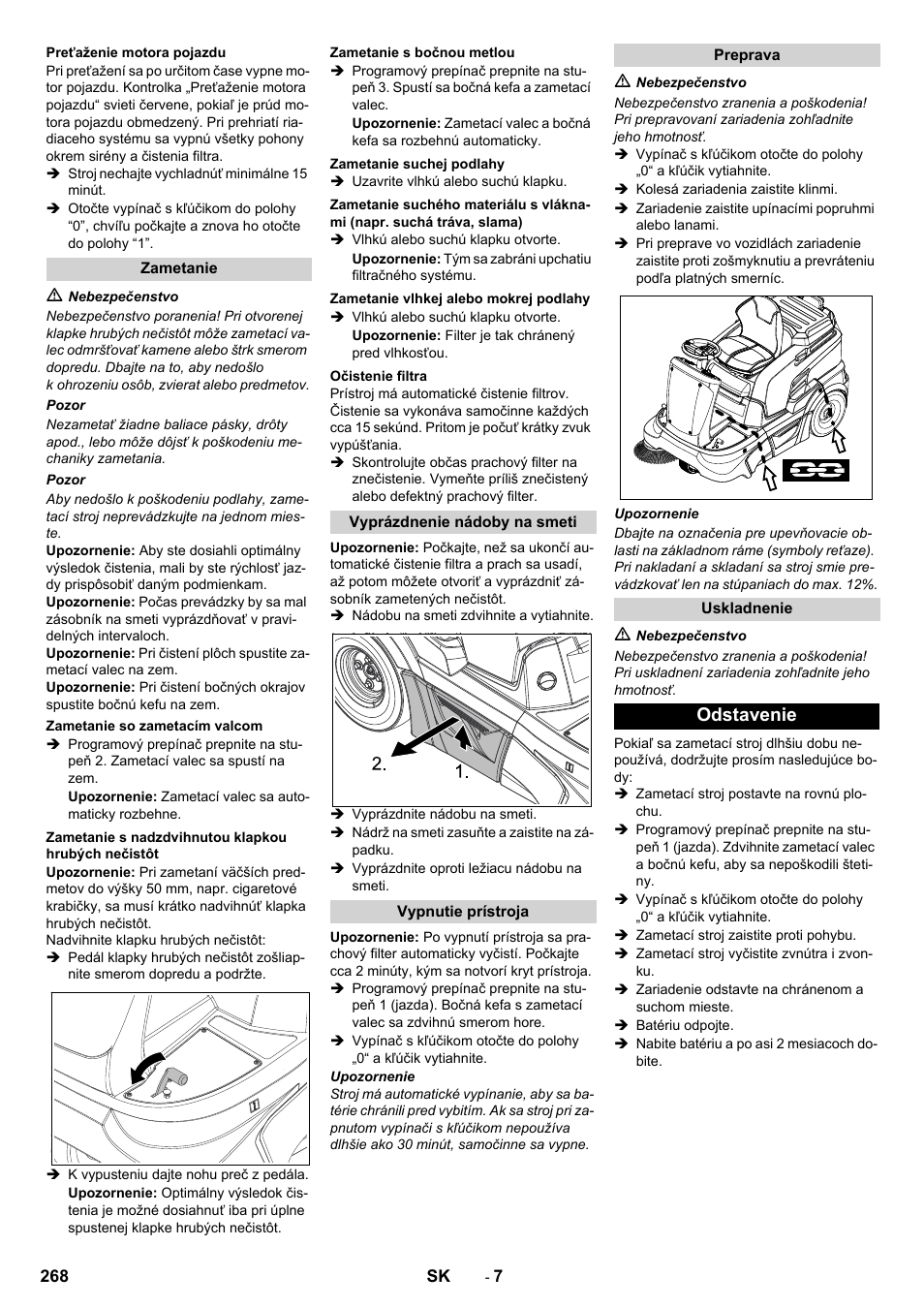 Odstavenie | Karcher KM 90-60 R Bp Pack Advanced User Manual | Page 268 / 376