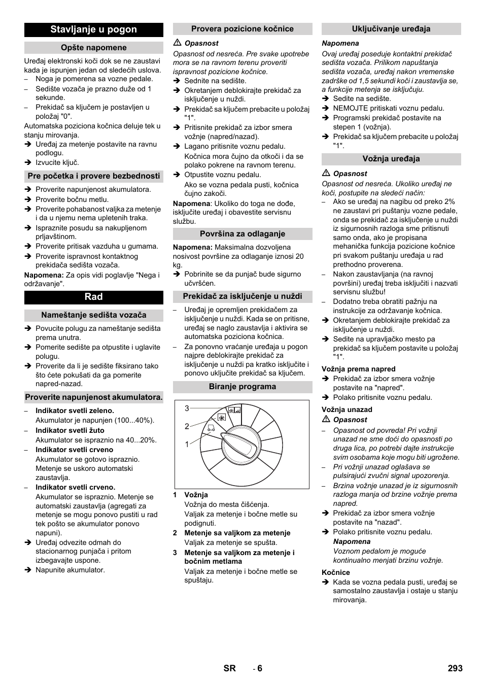 Stavljanje u pogon | Karcher KM 90-60 R Bp Pack Advanced User Manual | Page 293 / 376