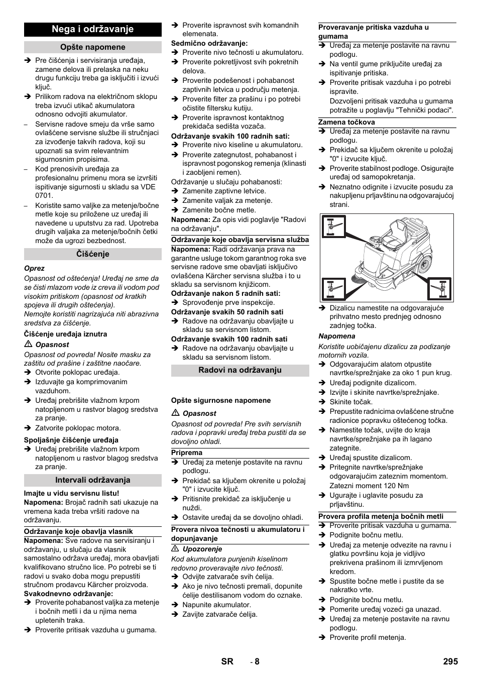 Nega i održavanje | Karcher KM 90-60 R Bp Pack Advanced User Manual | Page 295 / 376