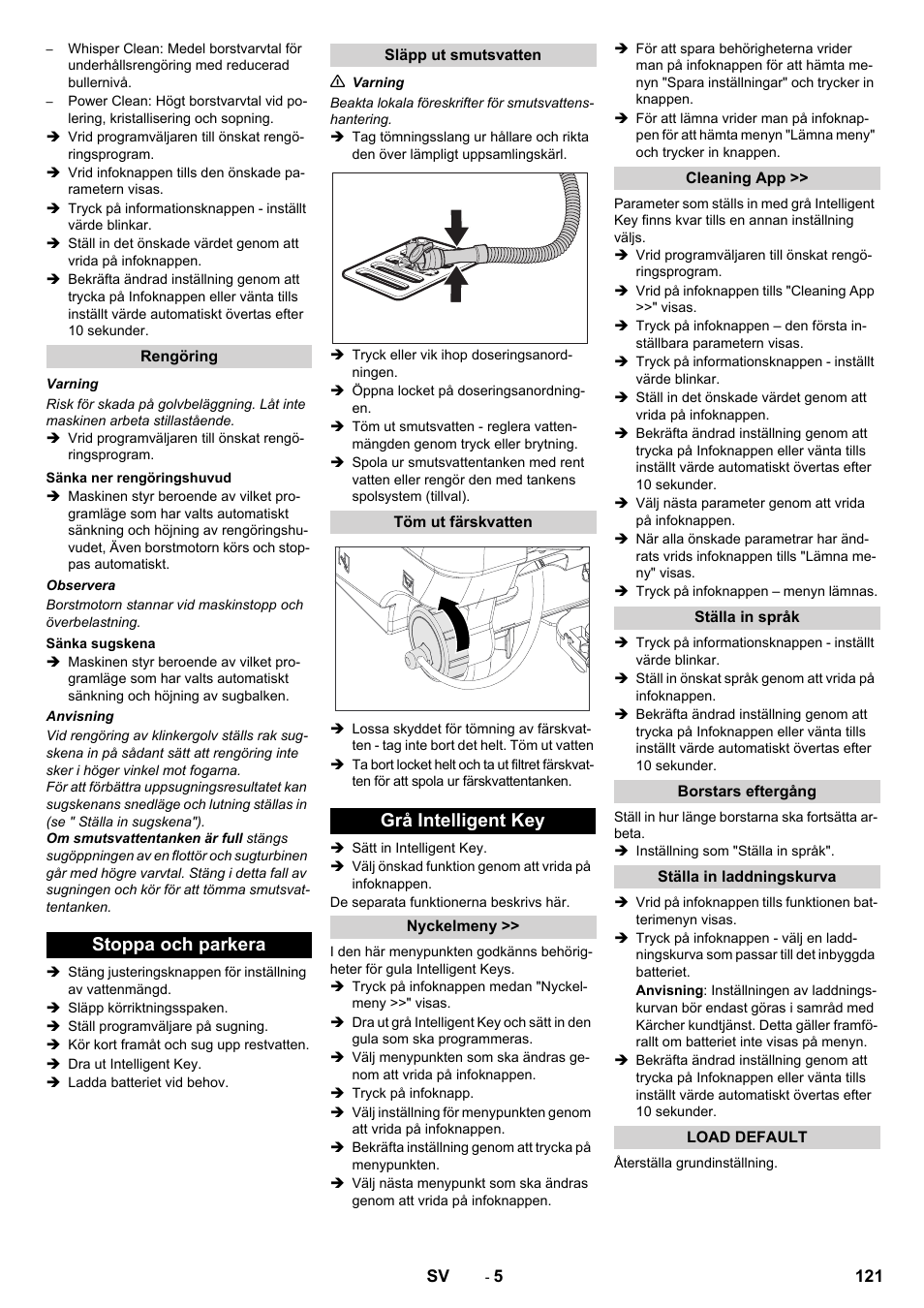 Stoppa och parkera, Grå intelligent key | Karcher B 80 W User Manual | Page 121 / 310
