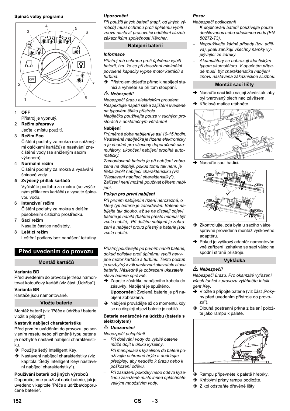 Před uvedením do provozu | Karcher B 80 W User Manual | Page 152 / 310