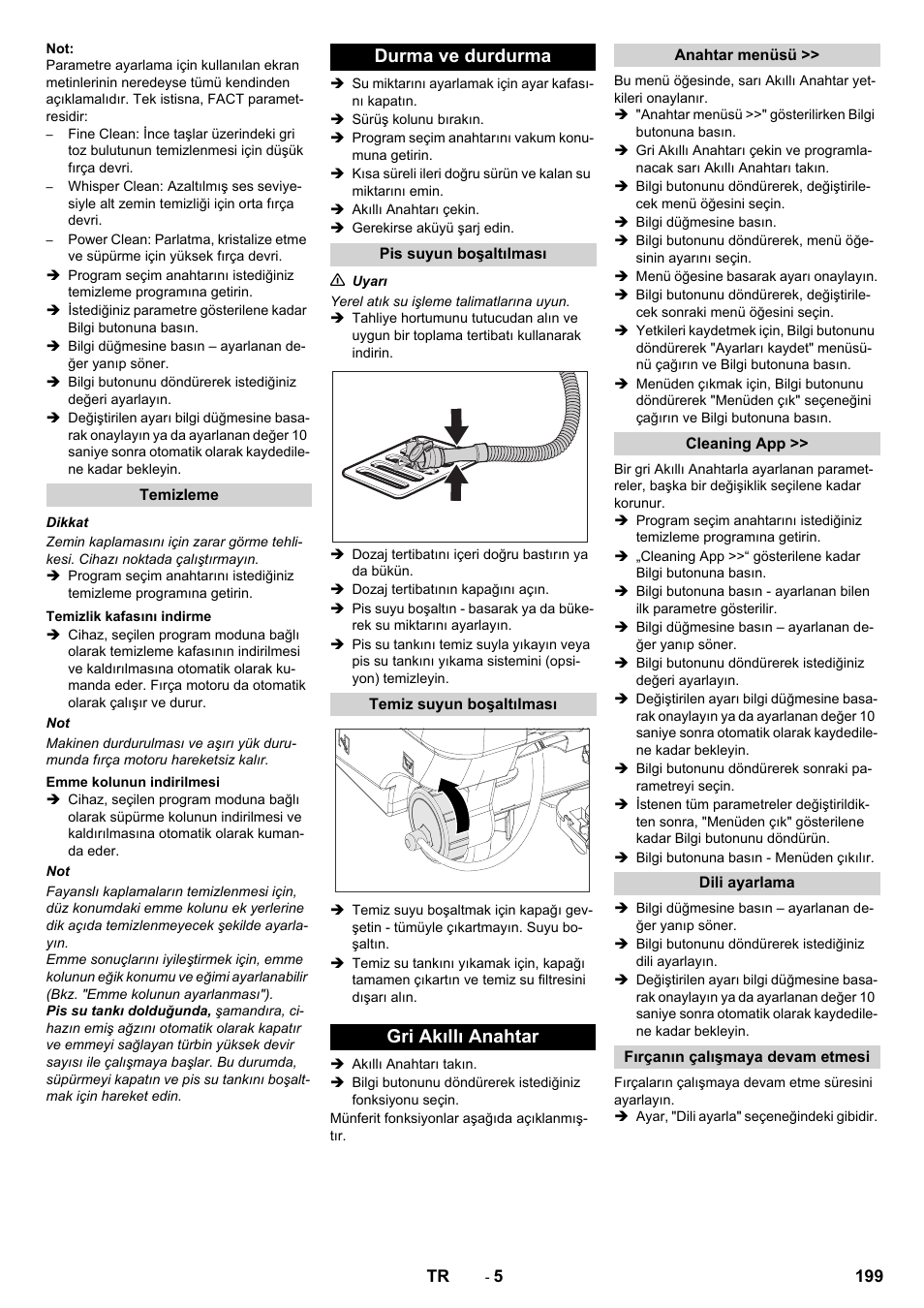 Durma ve durdurma, Gri akıllı anahtar | Karcher B 80 W User Manual | Page 199 / 310