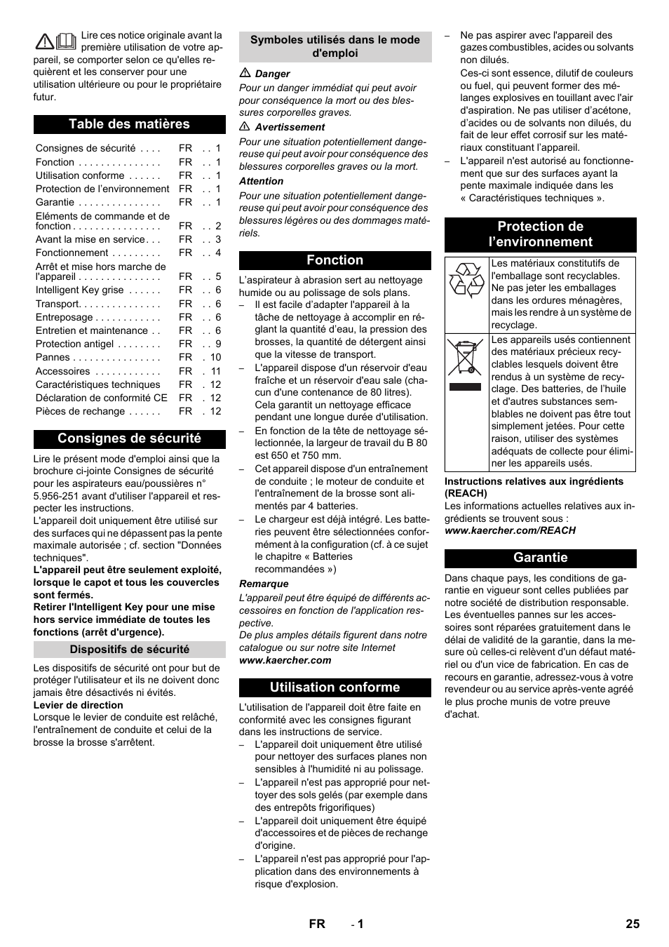 Karcher B 80 W User Manual | Page 25 / 310