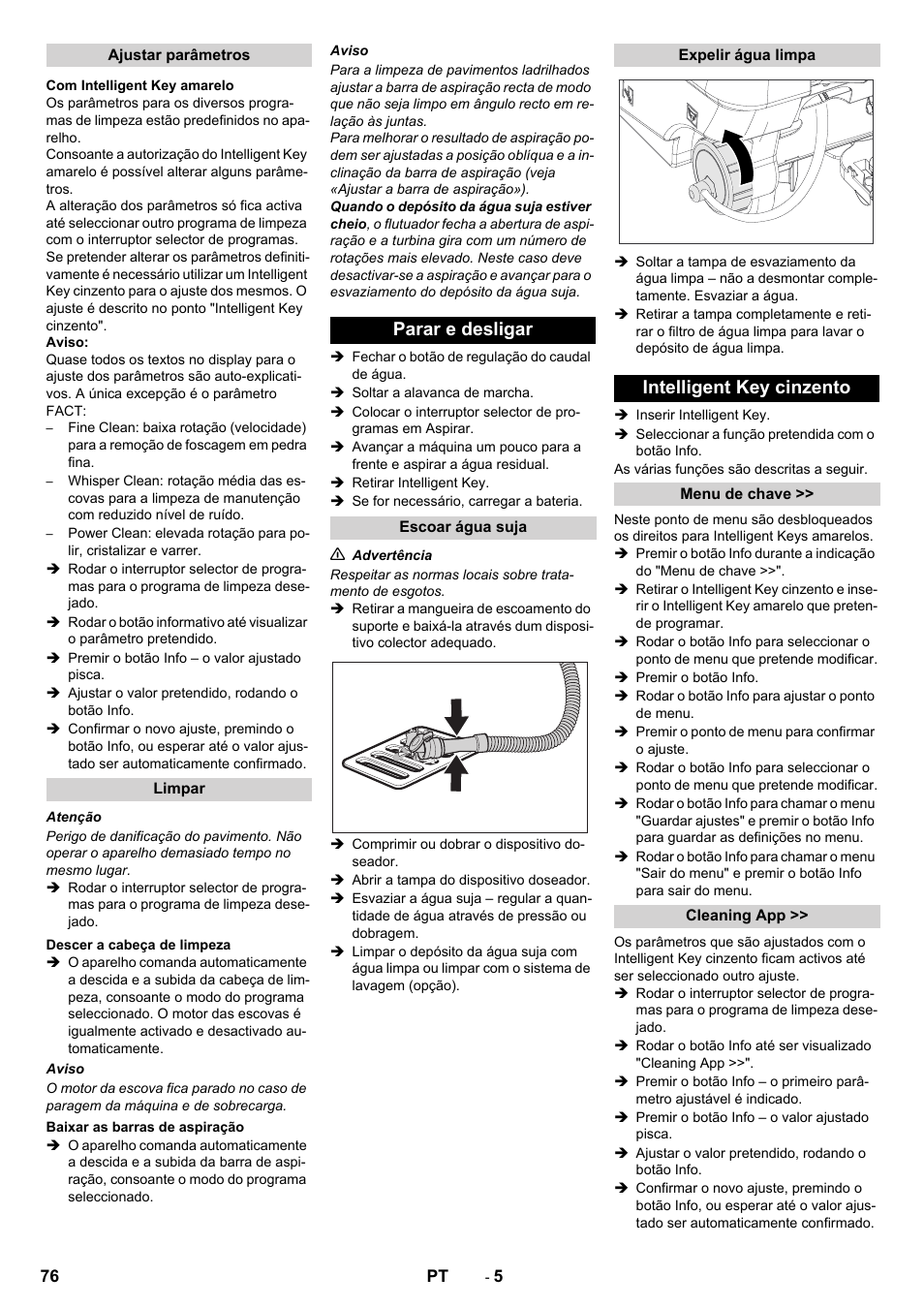 Parar e desligar, Intelligent key cinzento | Karcher B 80 W User Manual | Page 76 / 310