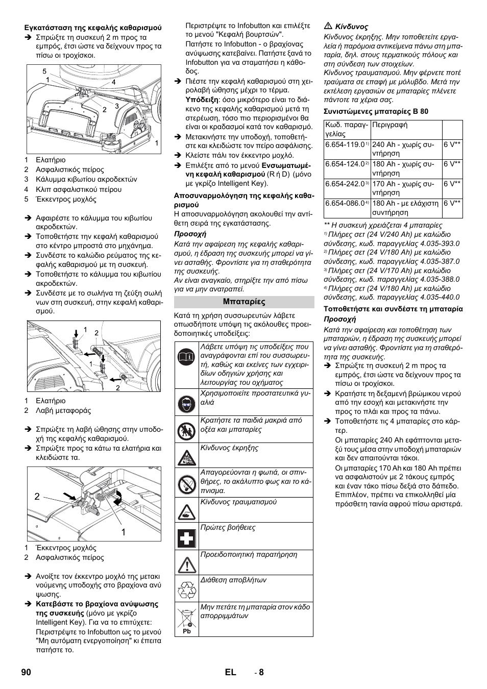 90 el | Karcher B 80 W User Manual | Page 90 / 310