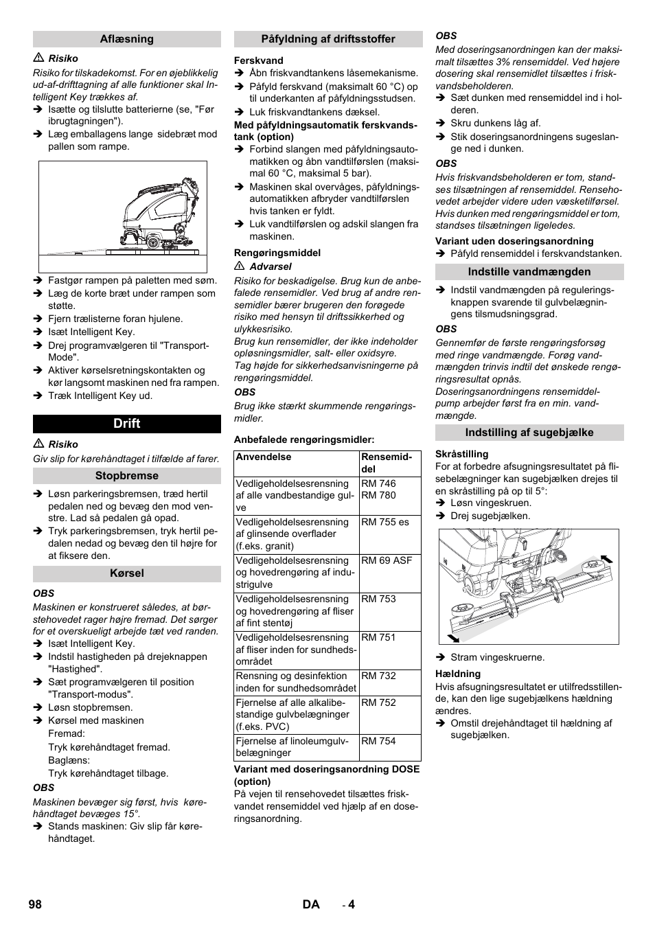 Drift | Karcher B 80 W User Manual | Page 98 / 310