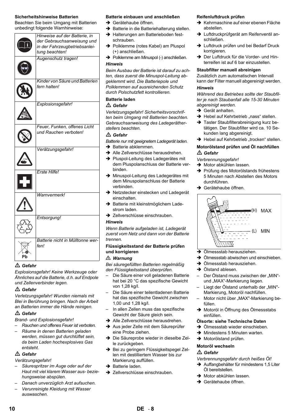 Karcher KMR 1250 D KAT User Manual | Page 10 / 124