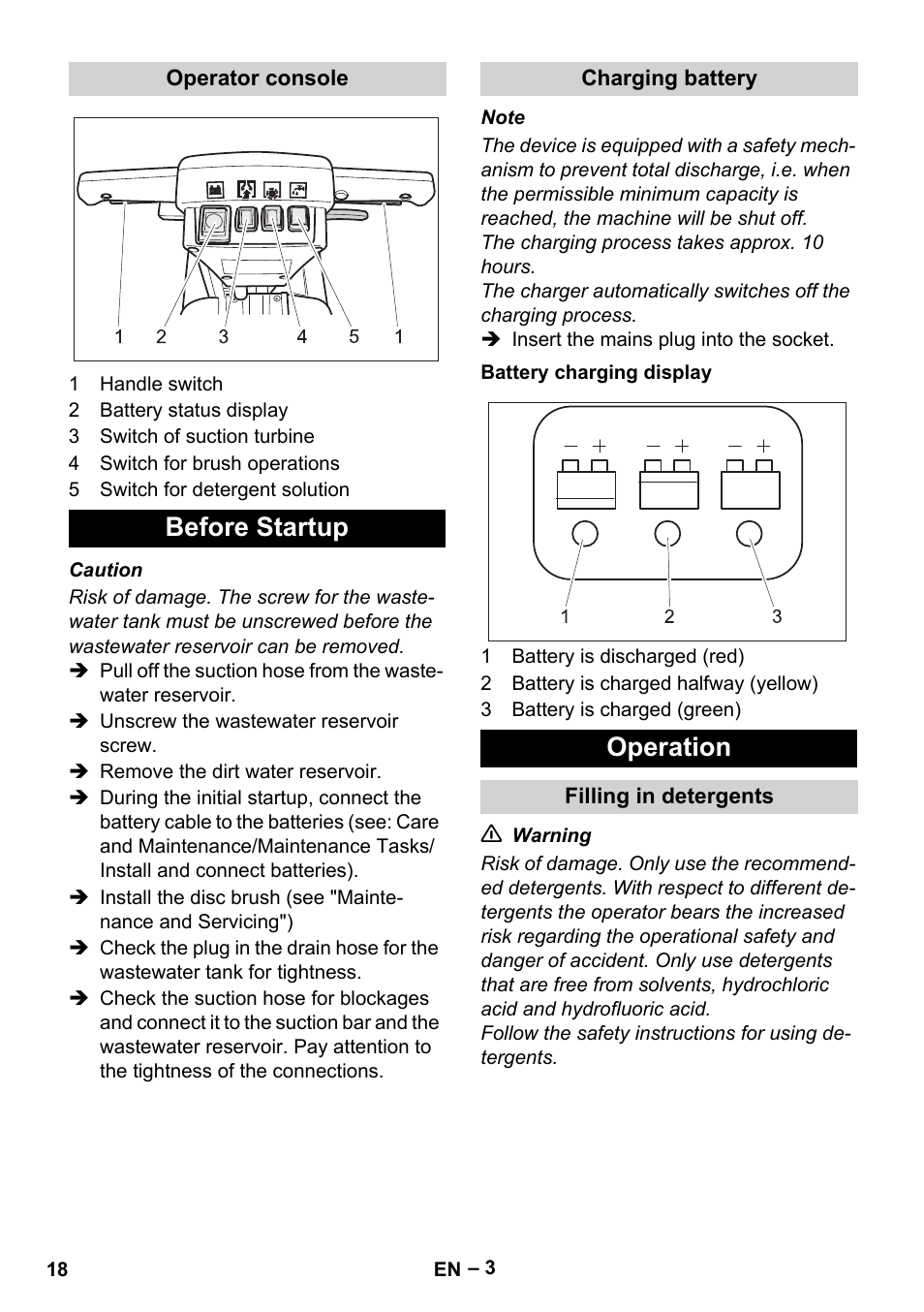 Before startup, Operation | Karcher BD 40-12 C Bp Pack User Manual | Page 18 / 374