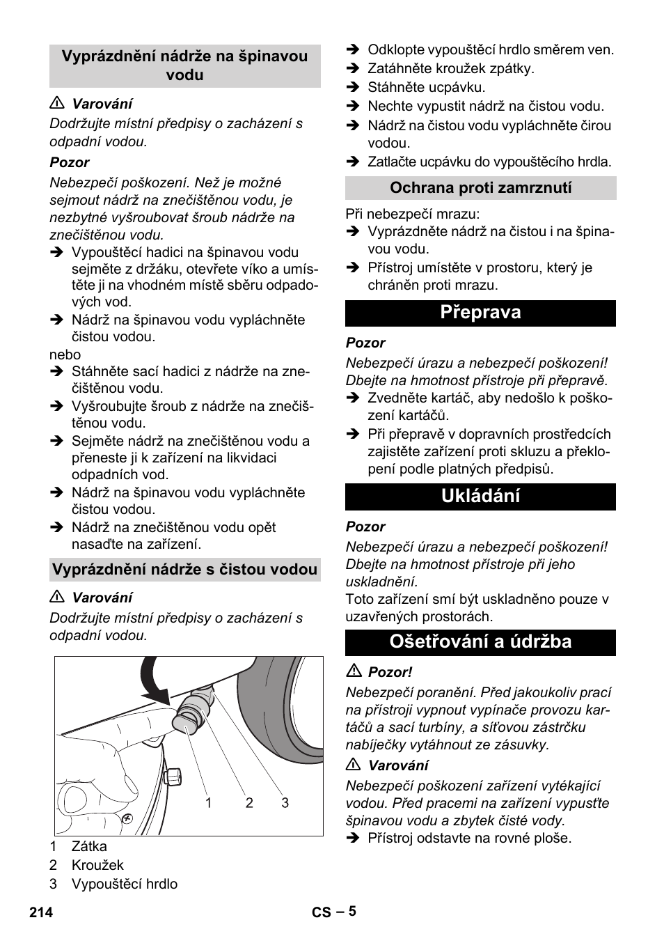 Přeprava ukládání ošetřování a údržba | Karcher BD 40-12 C Bp Pack User Manual | Page 214 / 374