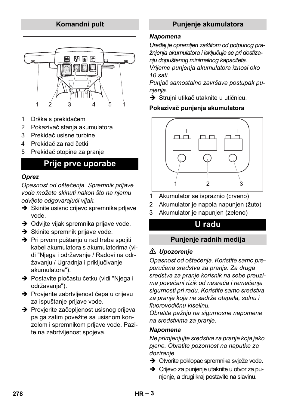 Prije prve uporabe, U radu | Karcher BD 40-12 C Bp Pack User Manual | Page 278 / 374