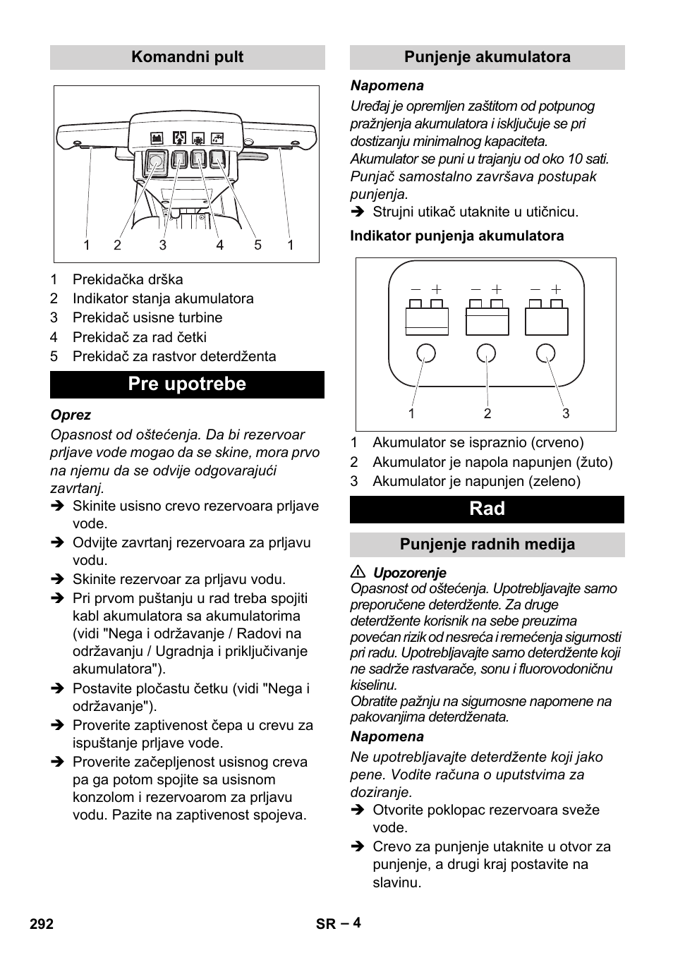 Pre upotrebe | Karcher BD 40-12 C Bp Pack User Manual | Page 292 / 374