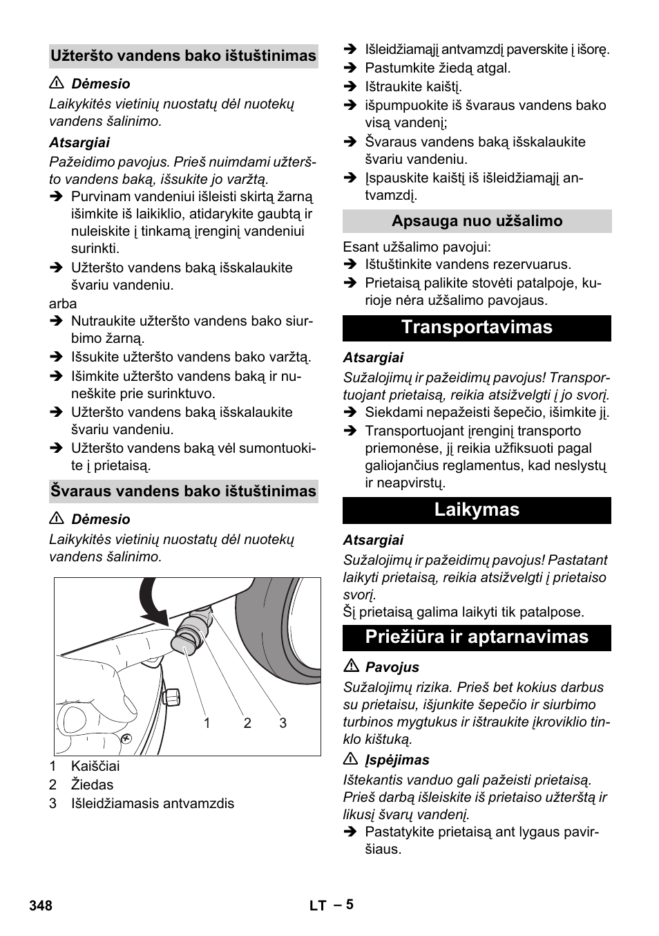 Transportavimas laikymas priežiūra ir aptarnavimas | Karcher BD 40-12 C Bp Pack User Manual | Page 348 / 374