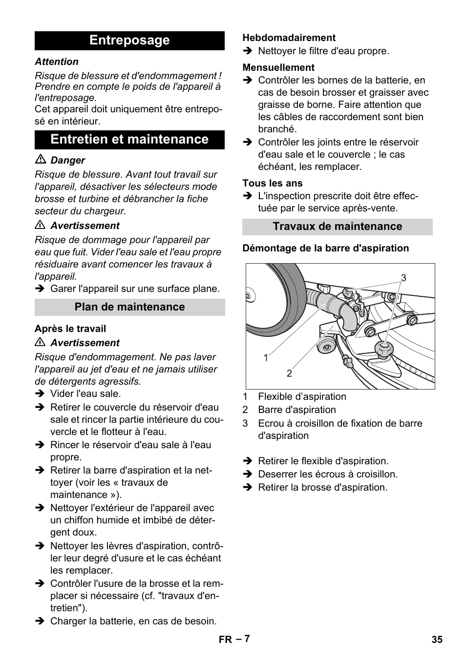 Entreposage entretien et maintenance | Karcher BD 40-12 C Bp Pack User Manual | Page 35 / 374