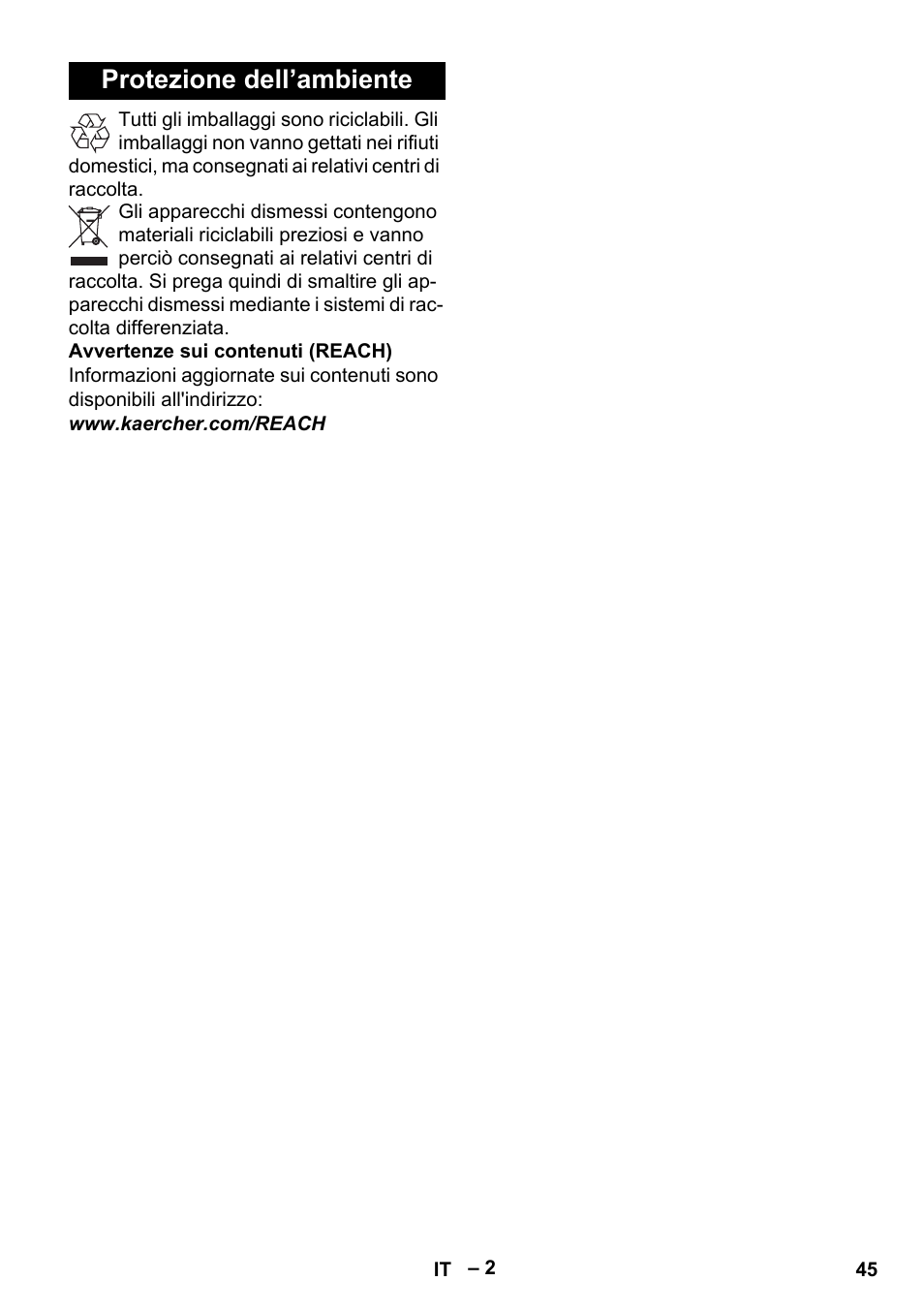 Protezione dell’ambiente | Karcher BD 40-12 C Bp Pack User Manual | Page 45 / 374