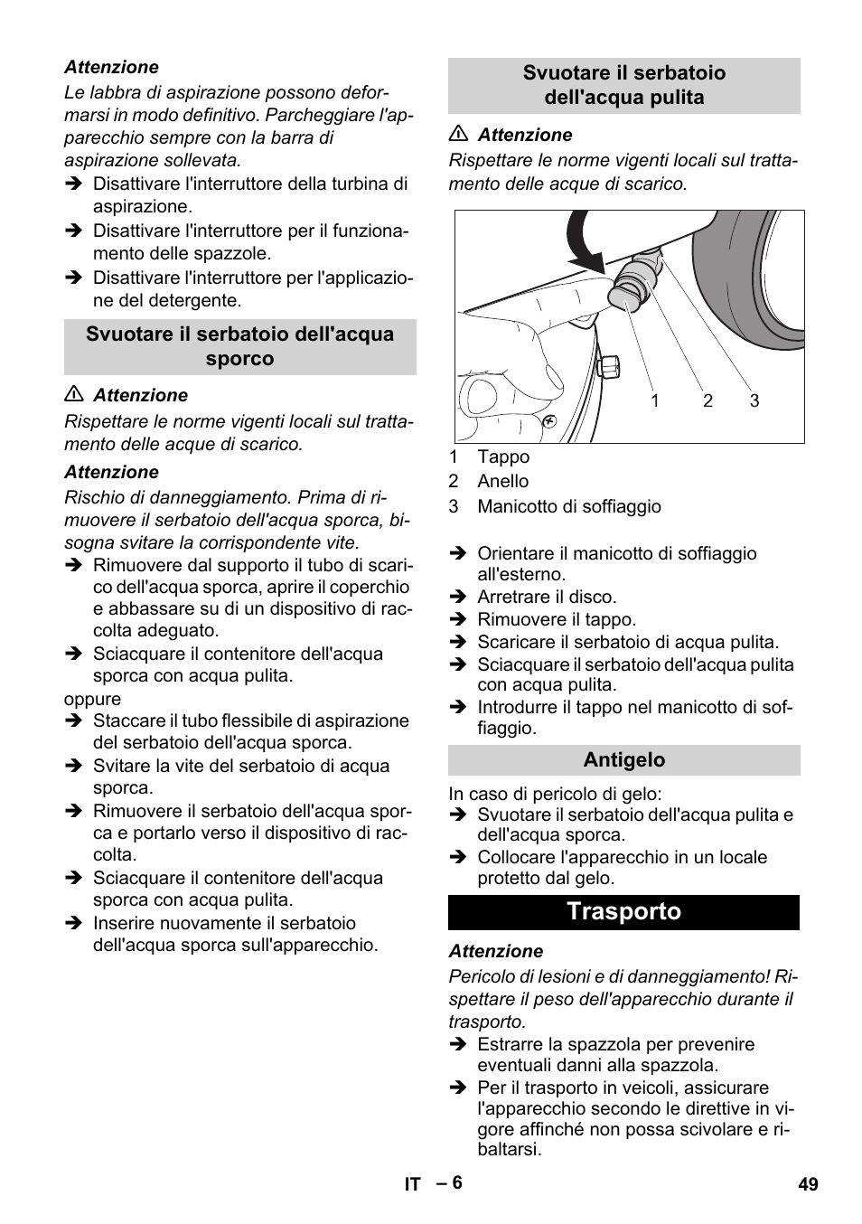 Trasporto | Karcher BD 40-12 C Bp Pack User Manual | Page 49 / 374