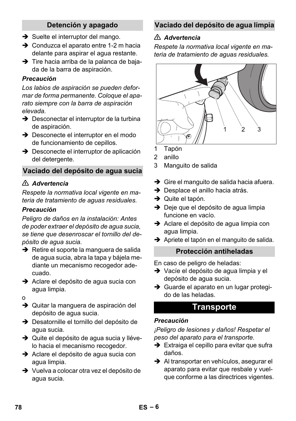 Transporte | Karcher BD 40-12 C Bp Pack User Manual | Page 78 / 374