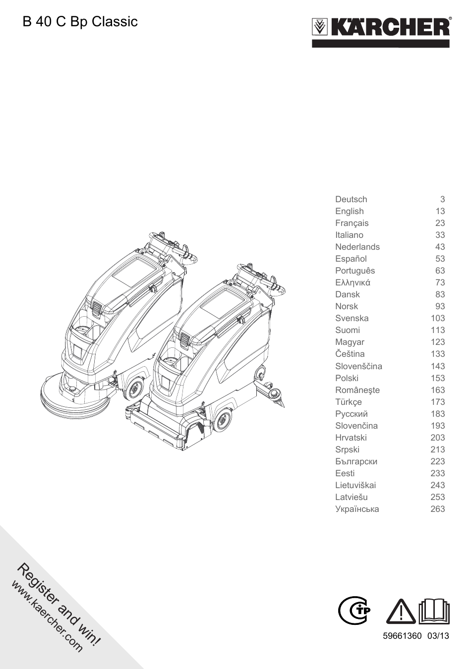 Karcher B 40 C Ep R 55 User Manual | 276 pages