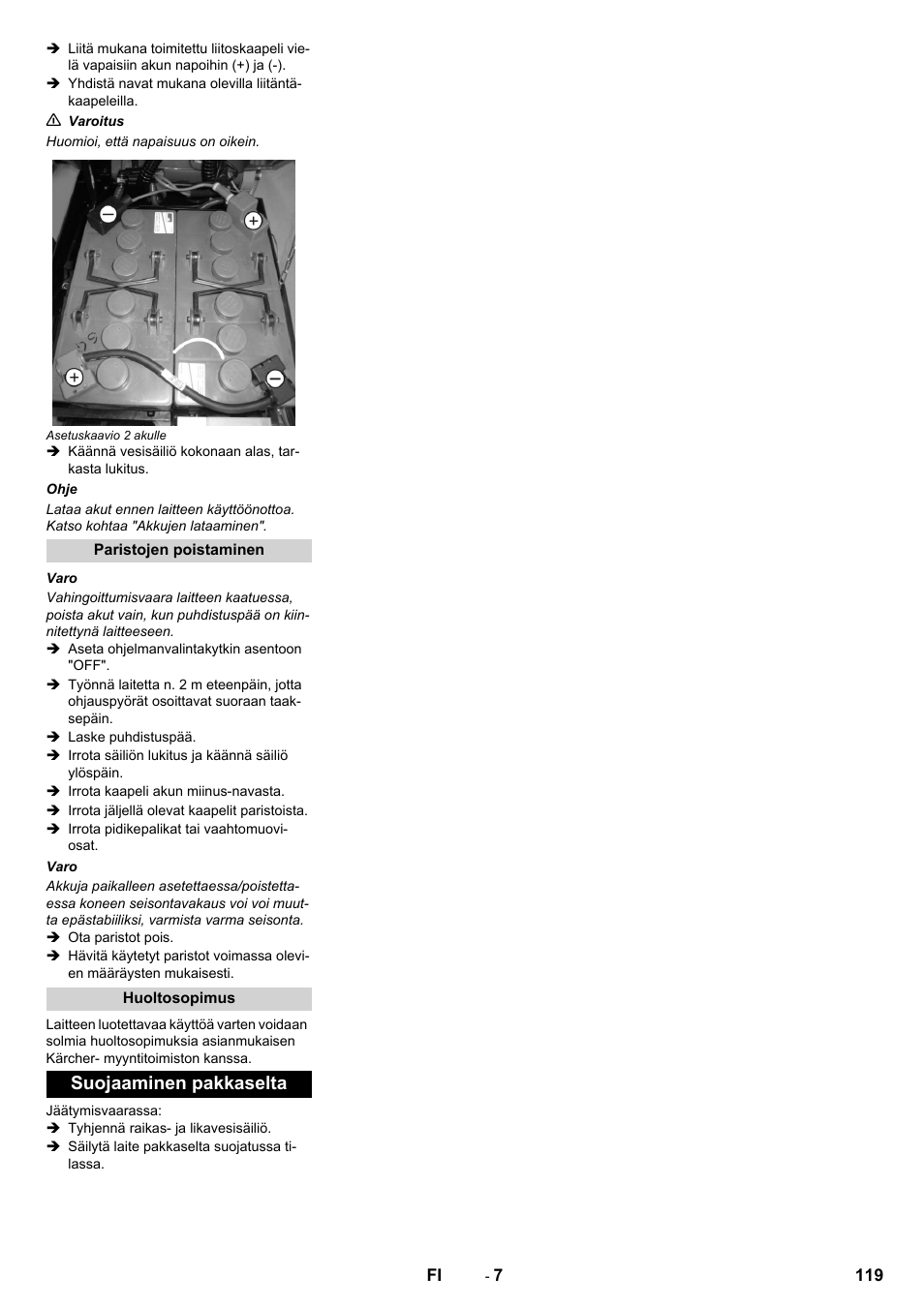 Suojaaminen pakkaselta | Karcher B 40 C Ep R 55 User Manual | Page 119 / 276