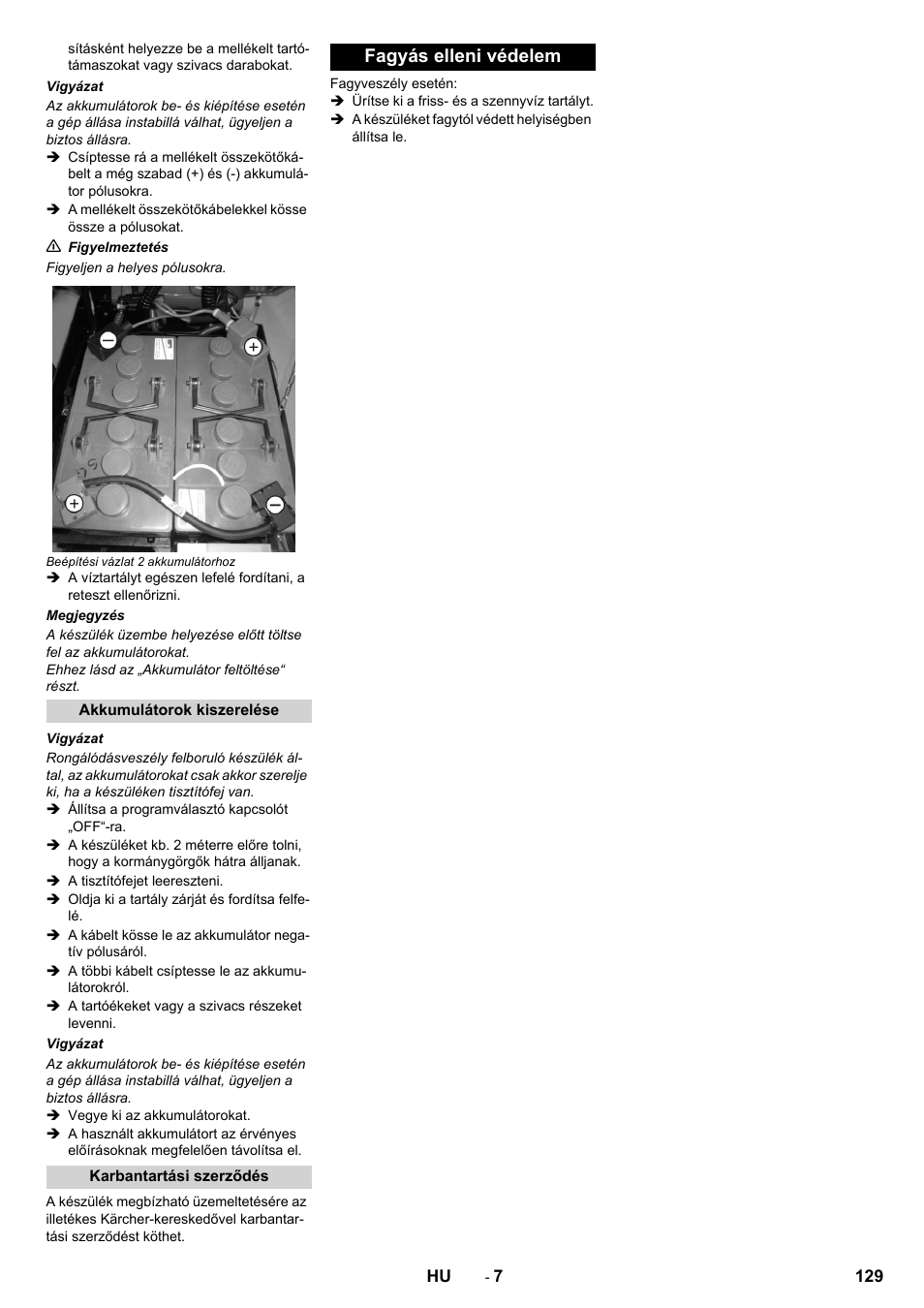 Fagyás elleni védelem | Karcher B 40 C Ep R 55 User Manual | Page 129 / 276