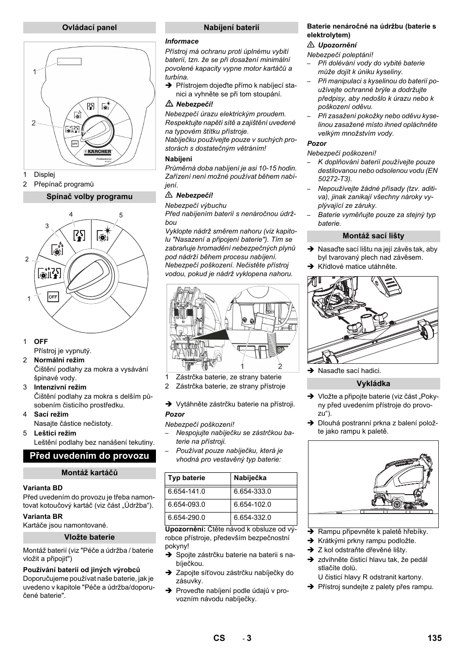 Před uvedením do provozu | Karcher B 40 C Ep R 55 User Manual | Page 135 / 276