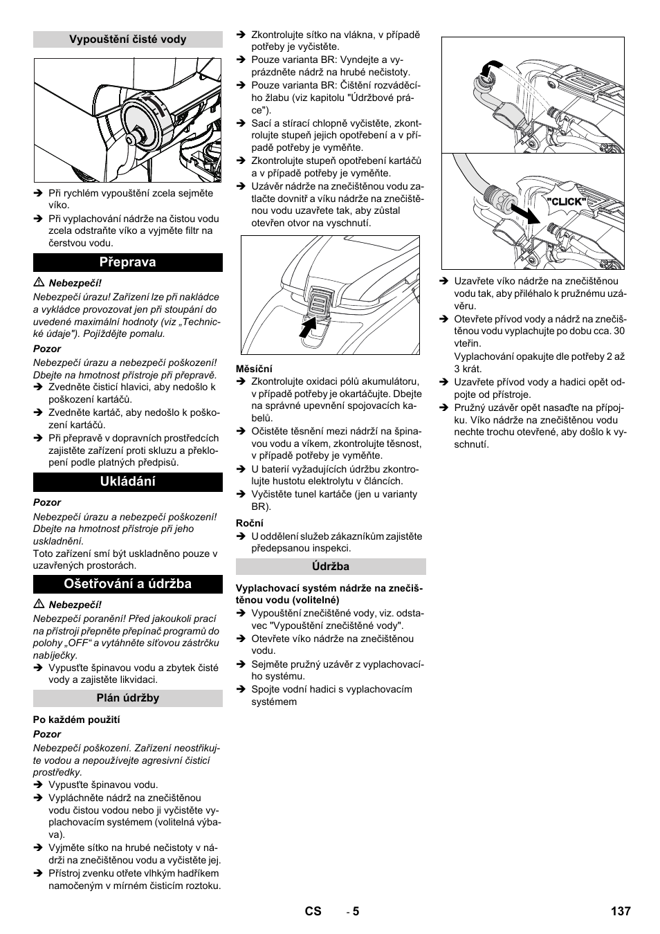 Přeprava ukládání ošetřování a údržba | Karcher B 40 C Ep R 55 User Manual | Page 137 / 276