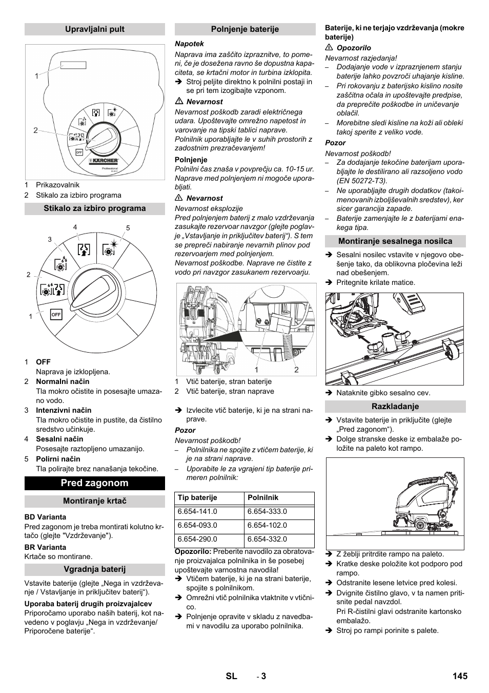 Pred zagonom | Karcher B 40 C Ep R 55 User Manual | Page 145 / 276