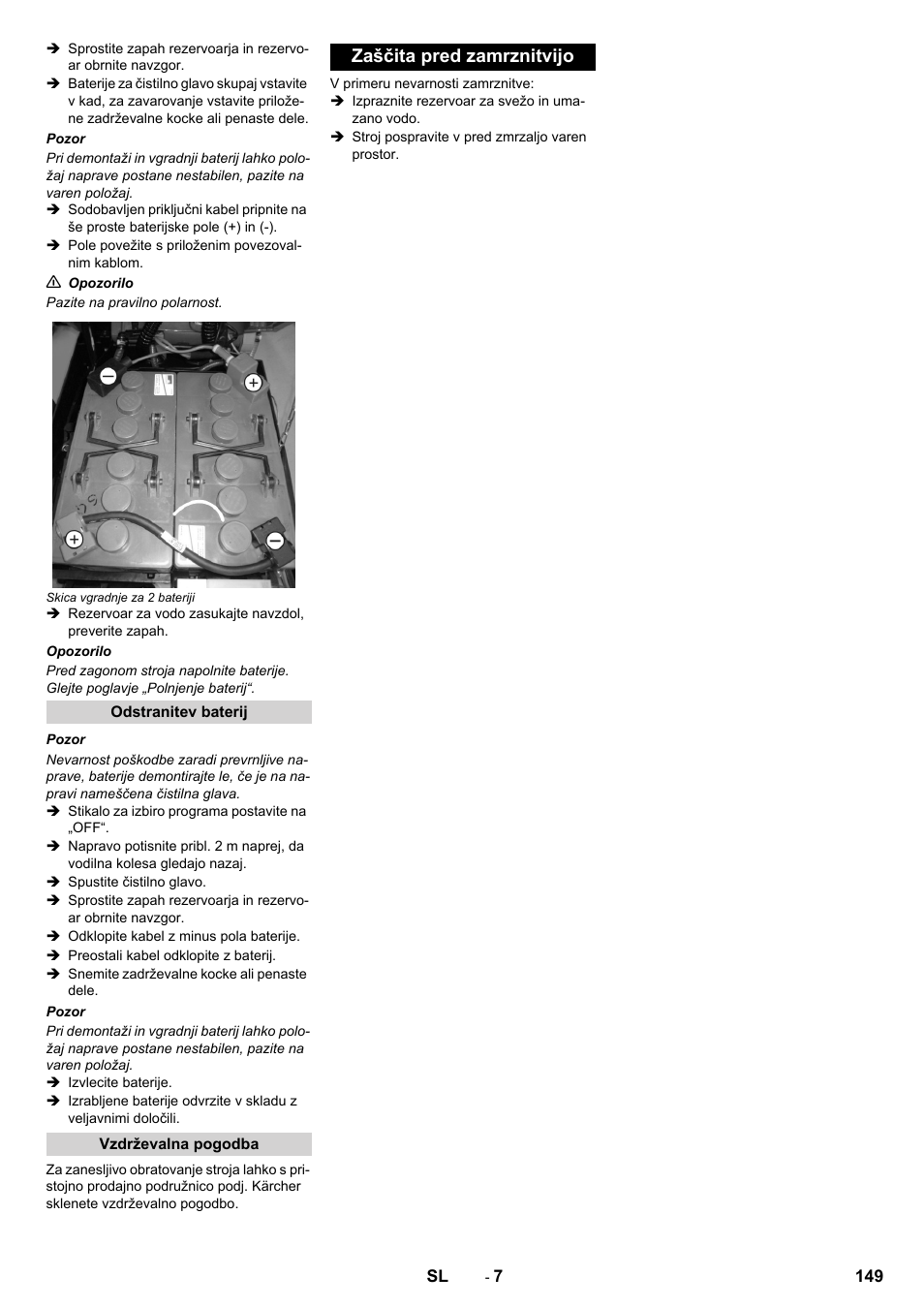 Zaščita pred zamrznitvijo | Karcher B 40 C Ep R 55 User Manual | Page 149 / 276