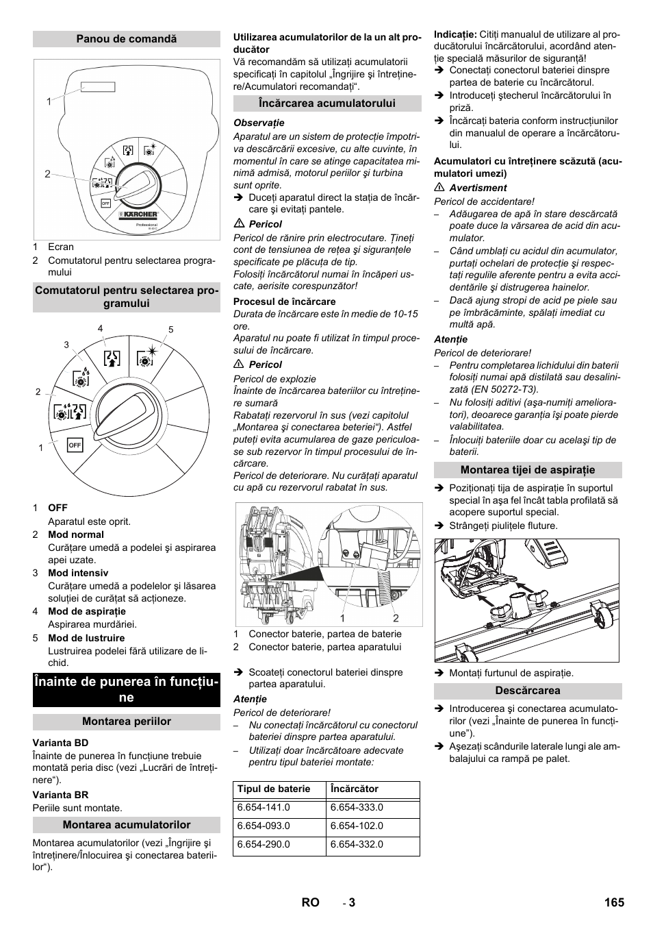 Înainte de punerea în funcţiu- ne | Karcher B 40 C Ep R 55 User Manual | Page 165 / 276