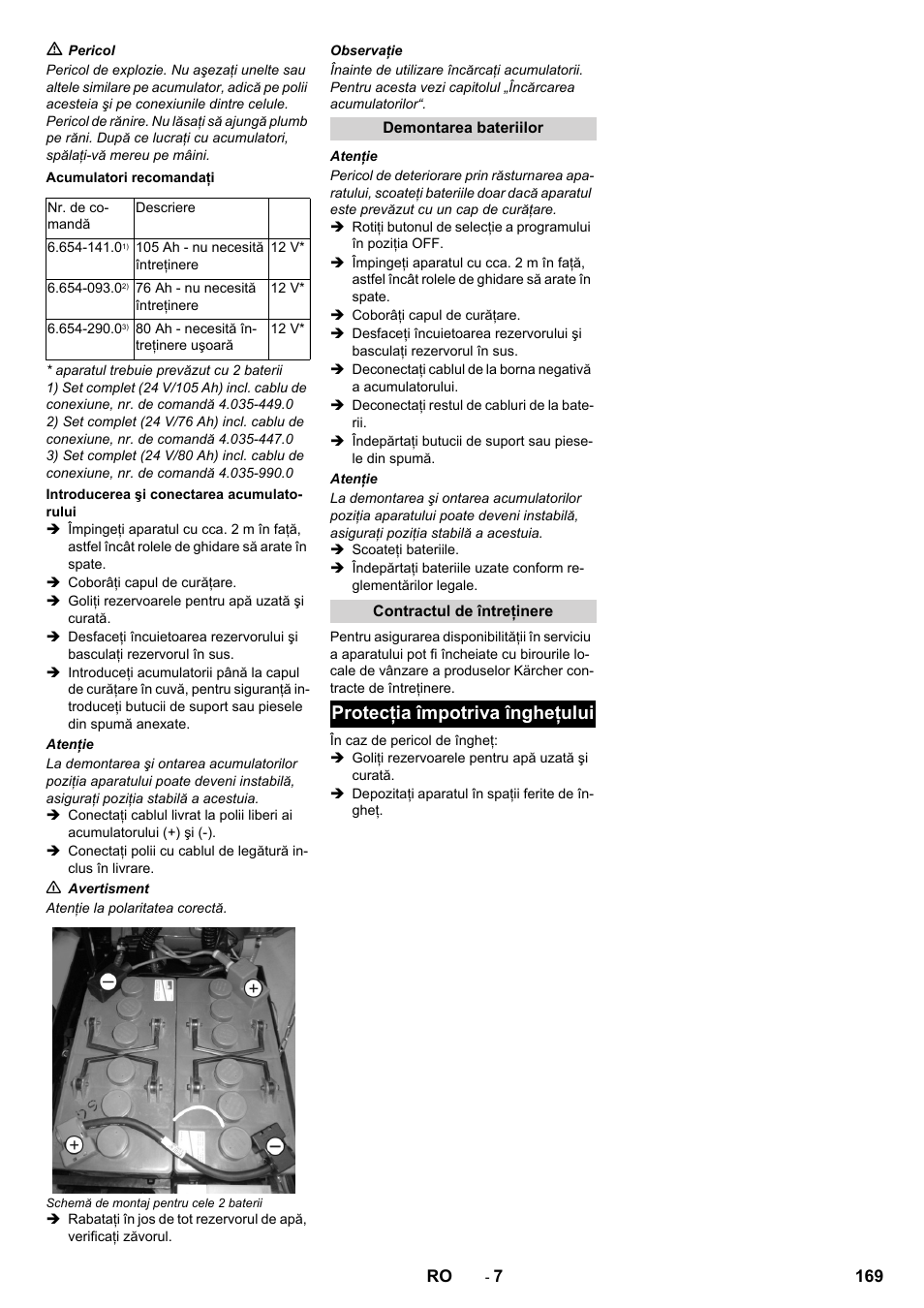 Protecţia împotriva îngheţului | Karcher B 40 C Ep R 55 User Manual | Page 169 / 276