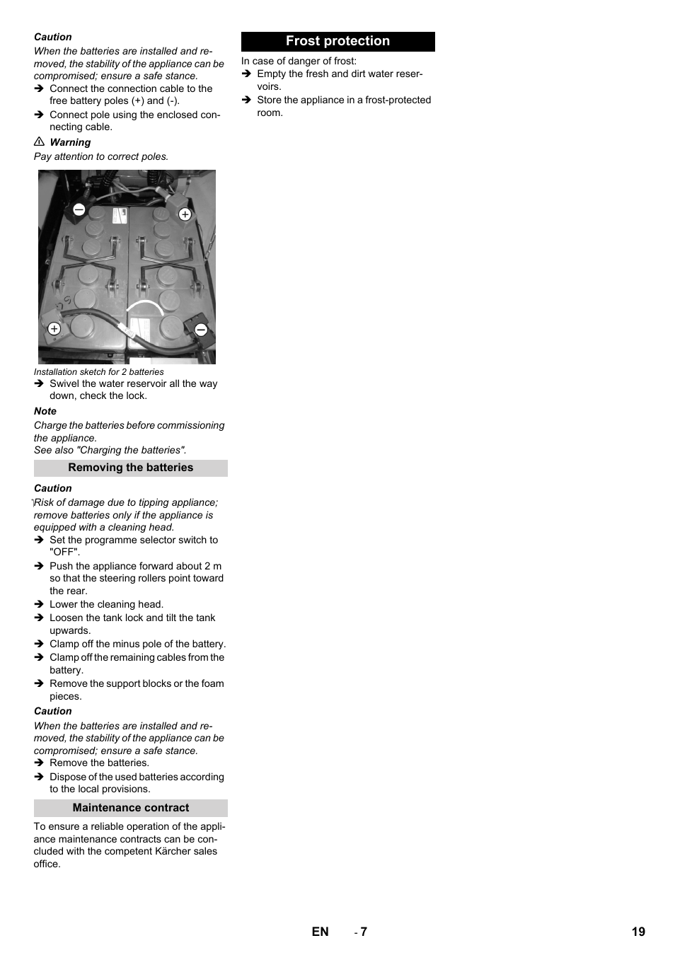 Frost protection | Karcher B 40 C Ep R 55 User Manual | Page 19 / 276
