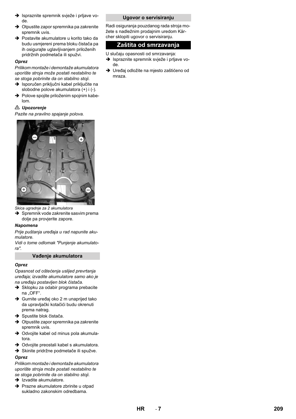 Zaštita od smrzavanja | Karcher B 40 C Ep R 55 User Manual | Page 209 / 276